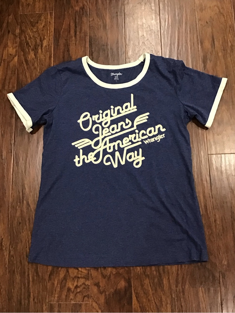 Wrangler Women’s Ringer Tee with Cream Graphic